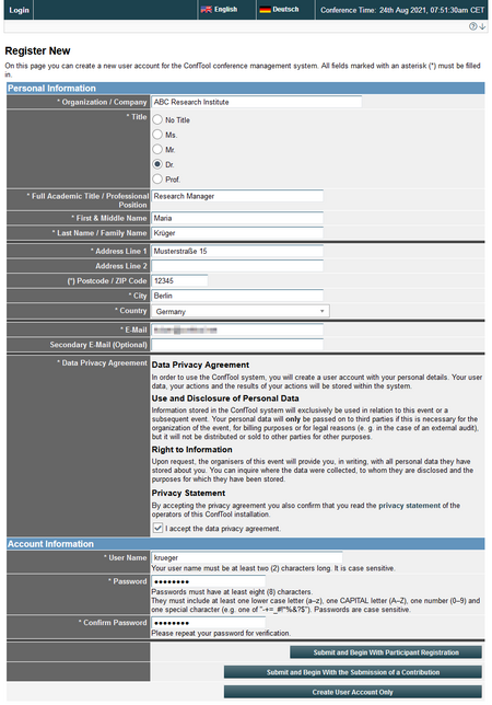 Image 1: New user registration page - Click on image to enlarge 